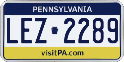 PA license plate LEZ2289