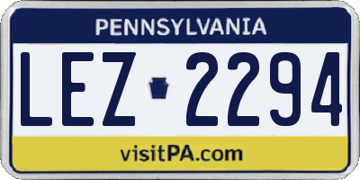 PA license plate LEZ2294