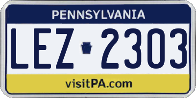 PA license plate LEZ2303