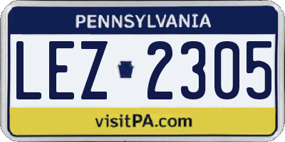 PA license plate LEZ2305