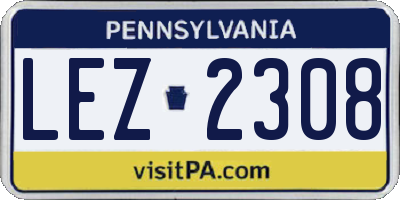 PA license plate LEZ2308