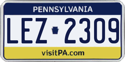 PA license plate LEZ2309