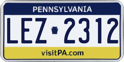 PA license plate LEZ2312