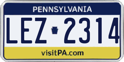 PA license plate LEZ2314
