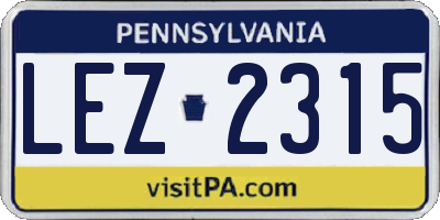 PA license plate LEZ2315