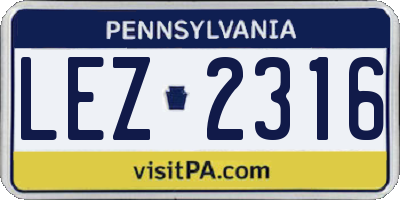 PA license plate LEZ2316