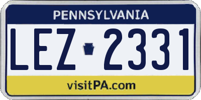 PA license plate LEZ2331