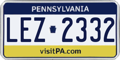 PA license plate LEZ2332