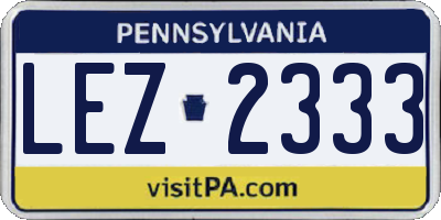 PA license plate LEZ2333