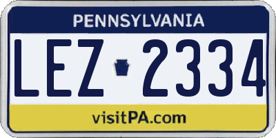 PA license plate LEZ2334