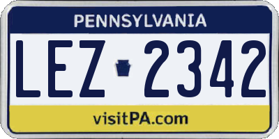 PA license plate LEZ2342