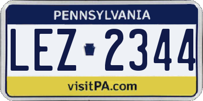 PA license plate LEZ2344