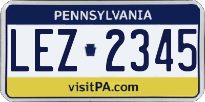 PA license plate LEZ2345