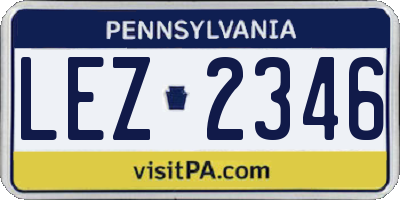 PA license plate LEZ2346