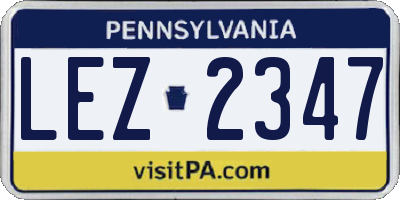 PA license plate LEZ2347