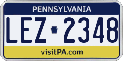 PA license plate LEZ2348