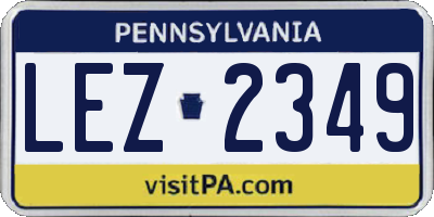 PA license plate LEZ2349