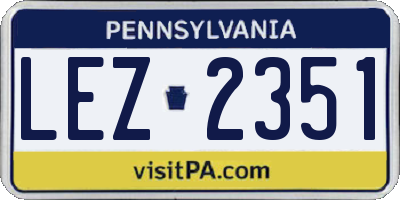 PA license plate LEZ2351