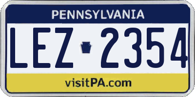 PA license plate LEZ2354