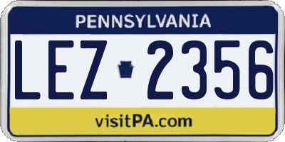 PA license plate LEZ2356