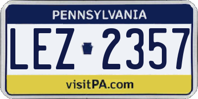 PA license plate LEZ2357