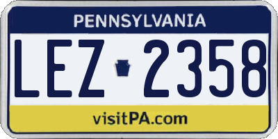 PA license plate LEZ2358