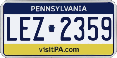 PA license plate LEZ2359