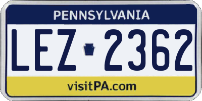 PA license plate LEZ2362