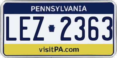 PA license plate LEZ2363