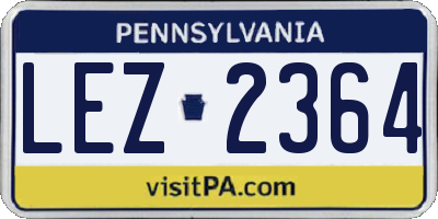 PA license plate LEZ2364