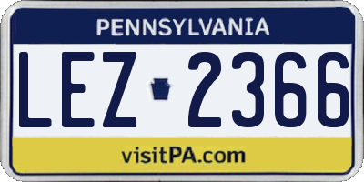 PA license plate LEZ2366