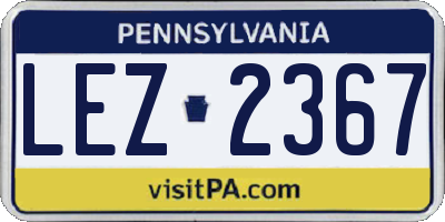 PA license plate LEZ2367