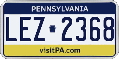 PA license plate LEZ2368