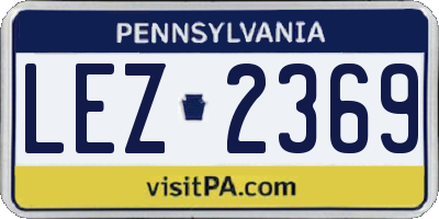 PA license plate LEZ2369