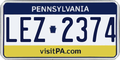 PA license plate LEZ2374