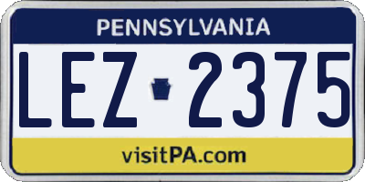 PA license plate LEZ2375