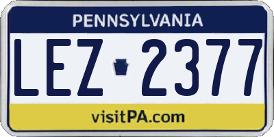 PA license plate LEZ2377
