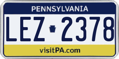 PA license plate LEZ2378