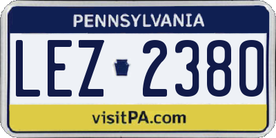 PA license plate LEZ2380