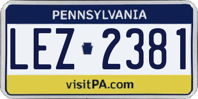 PA license plate LEZ2381