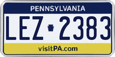 PA license plate LEZ2383