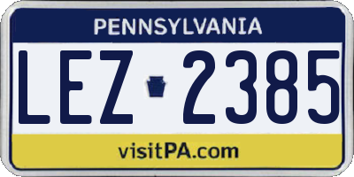 PA license plate LEZ2385
