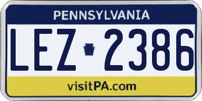 PA license plate LEZ2386