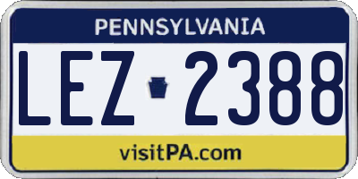 PA license plate LEZ2388