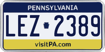 PA license plate LEZ2389
