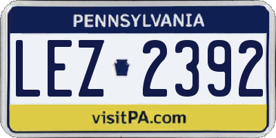 PA license plate LEZ2392