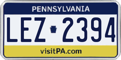 PA license plate LEZ2394