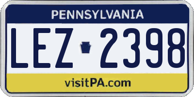 PA license plate LEZ2398