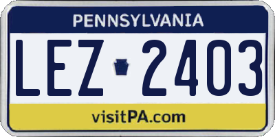 PA license plate LEZ2403