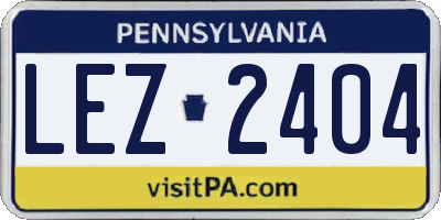 PA license plate LEZ2404